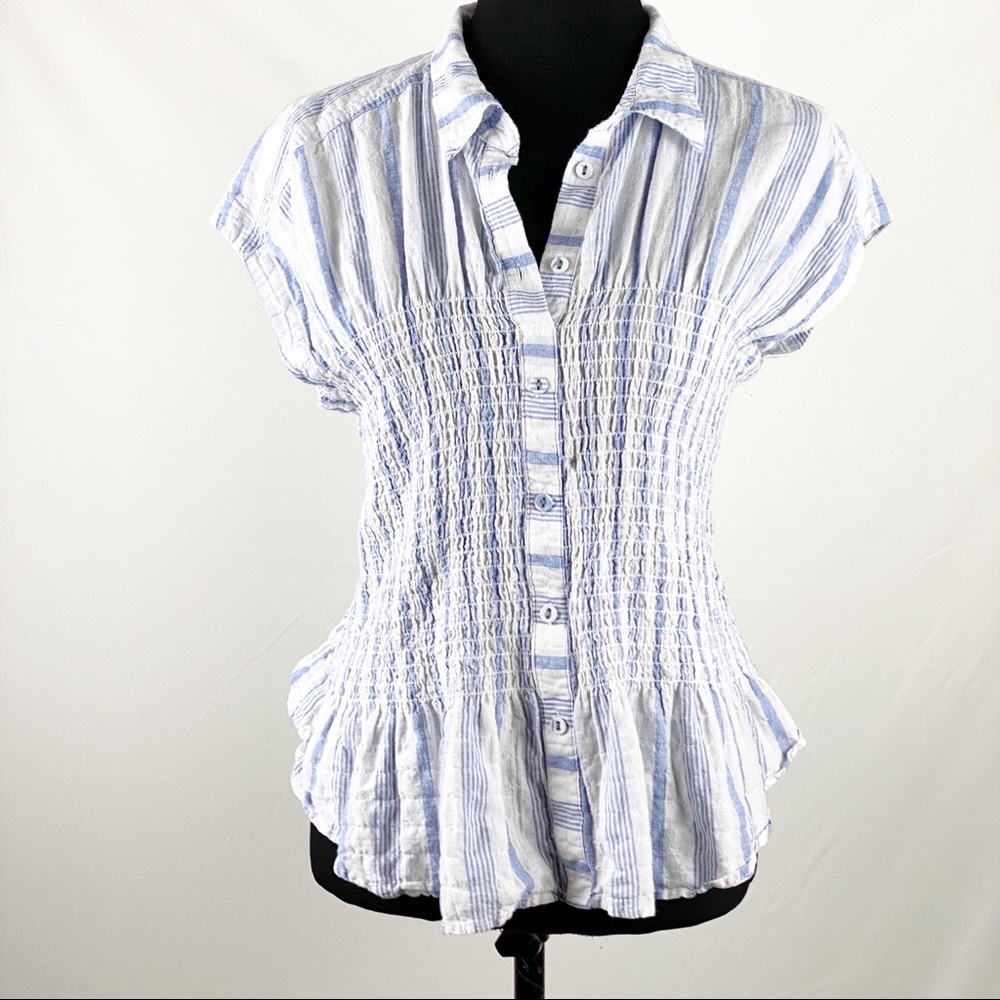 Anthropologie Bellamy smock top with stripes, L
